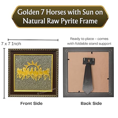 7 Horses Raw Pyrite Frame for Vastu & Prosperity
