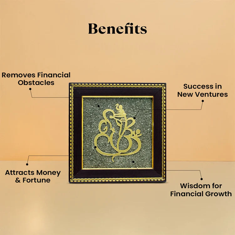 Ganesh Ji on Raw Pyrite Frame