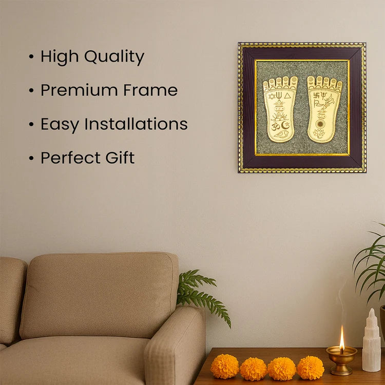 Maa Lakshmi Charan Paduka on Pyrite Frame