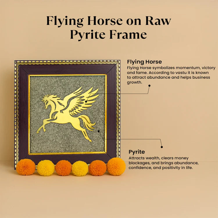 Flying Horse on Raw Pyrite Frame