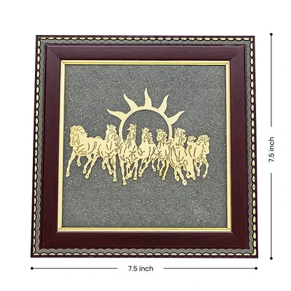 7 Horses Raw Pyrite Frame for Vastu & Prosperity