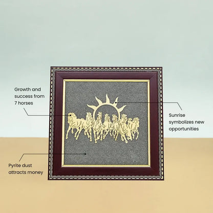 7 Horses Raw Pyrite Frame for Vastu & Prosperity