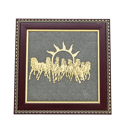 7 Horses Raw Pyrite Frame for Vastu & Prosperity