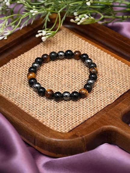 Tiger's Eye, Pyrite & Black Obsidian Triple Protection Wealth Bracelet