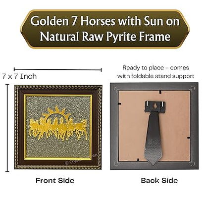 7 Horses Raw Pyrite Frame for Vastu & Prosperity