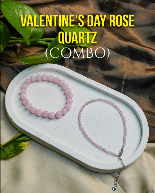 Rose Quartz Bracelet and Anklet (Combo)