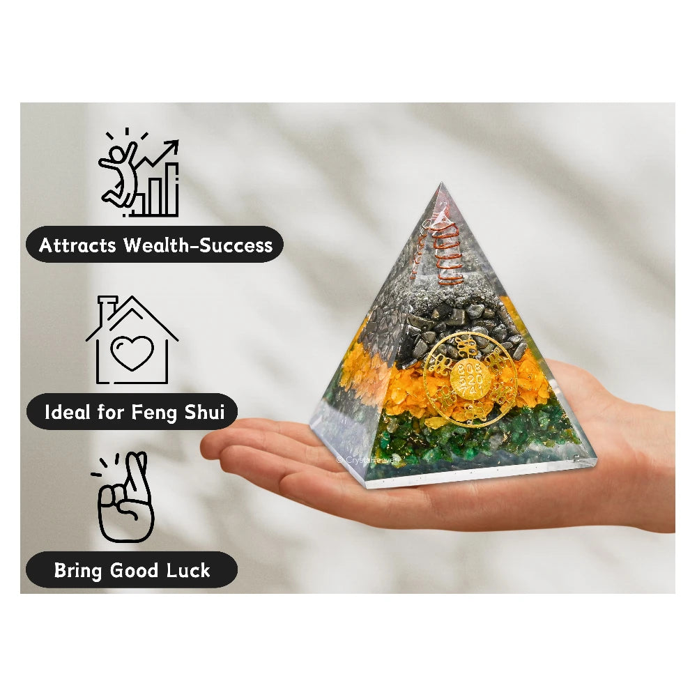 Money Magnet Pyramid with Zibu Symbol - Vastu Pyramid for Pooja